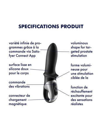 Vibromasseur noir USB, chauffant et connecté Hot Passion Satisfyer - CC597790