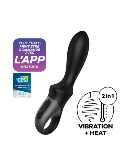 Vibromasseur noir USB, chauffant et connecté Heat Climax Satisfyer - CC597789