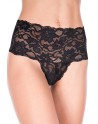 Tanga string noir taille haute large bande de dentelle florale - RECML10021BLK Reconditionné