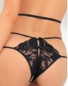 Body string noir ouvert à l'entre-jambes dentelle et ornements - RECREN502167-BLK RECONDITIONNE