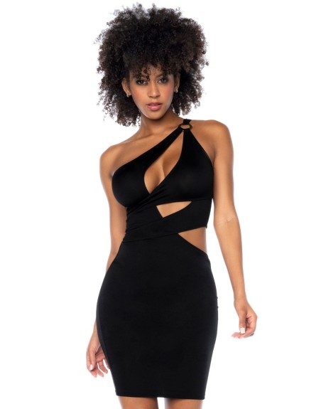 Robe de soirée asymétrique noire - MAL40004BLK