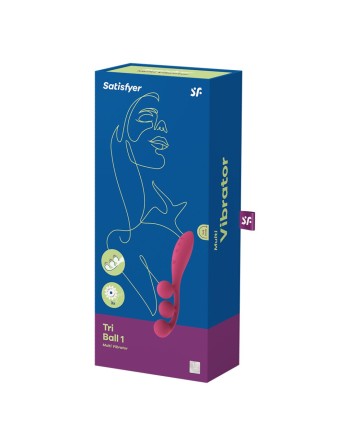 Vibromasseur triple stimulation flexible, anal, vaginale, clitoridienne Tri Ball rouge USB Satisfyer - CC597817