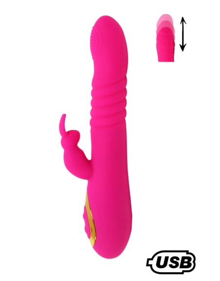 TWIST 2 Rose, Vibromasseur Rabbit va-et-vient USB en silicone médical, doté de 18 modes de stimulation - BQ587PNK