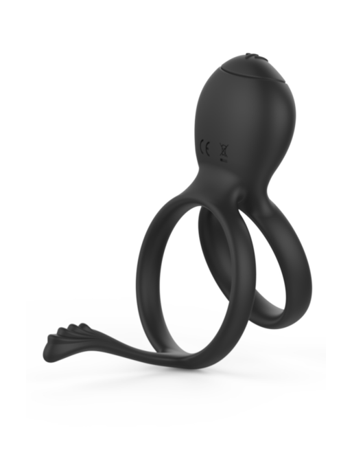 PEPIN, Cockring à double anneaux dans un silicone médical doux avec 1 mode de vibration - COR032BLK