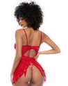 Nuisette rouge et string assorti - MAL7507RD