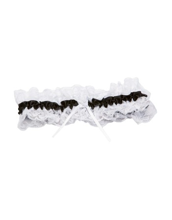 Jarretière dentelle blanche ruban noir - SOH19BLK