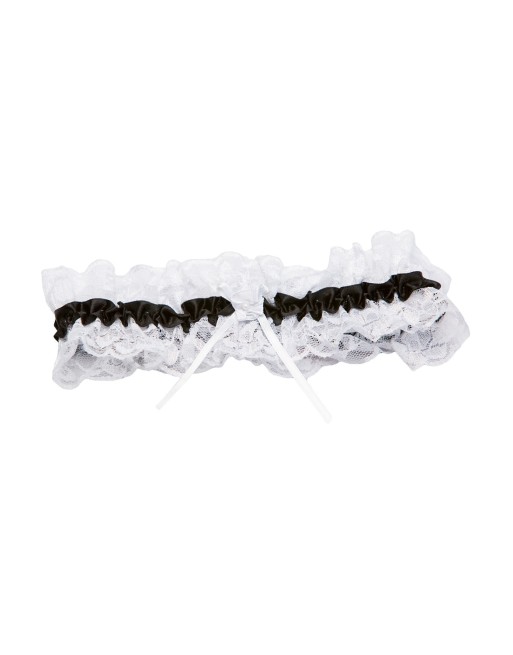 Jarretière dentelle blanche ruban noir - SOH19BLK