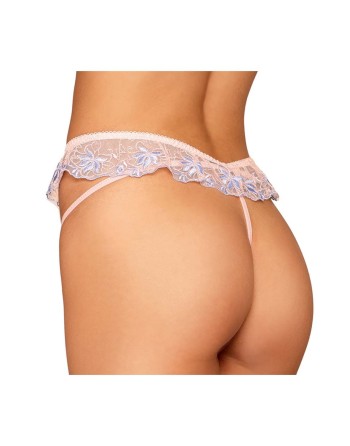 String avec broderie florale rose avec taille en forme de « V » - DG1495ROS