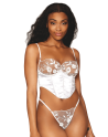 Bustier blanc avec armatures, en satin et dentelle florale - DG13262WHT