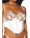 Bustier blanc avec armatures, en satin et dentelle florale - DG13262WHT