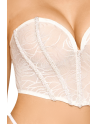 Bustier blanc avec perles et strass, bretelles transparentes amovibles - DG13669WHT