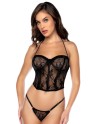 Bustier et string en dentelle noire - MAL8879BLK