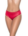 String bande large en wetlook rouge, taille haute, tissu fronçé à l'arrière - MAL3038WRED