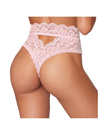 String dentelle taille haute rose - DG1477PNK