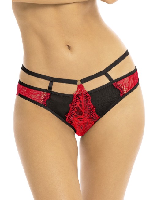 Culotte échancrée rouge et noir - REN1171-RED