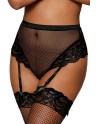 String résille taille haute avec porte-jarretelles noir - DG1478BLK