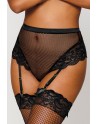 String résille taille haute avec porte-jarretelles noir - DG1478BLK