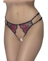 Culotte ouverte en fine dentelle florale rouge et noire - R23221451101