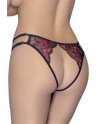 Culotte ouverte en fine dentelle florale rouge et noire - R23221451101