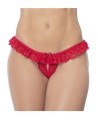 Culotte ouverte rouge avec froufrou en dentelle  - MAL119RED