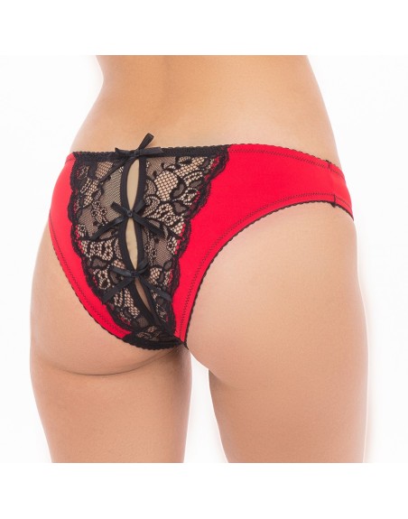 Culotte ouverte noir et rouge - REN1157-RED