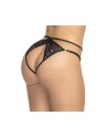 Culotte noire ouverte en dentelle - MAL117BLK