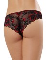 Tanga uni rouge et dentelle noire - DG1380RED