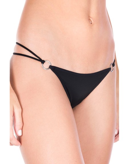 String noir double élastiques anneaux et noeuds - ML10009BLK