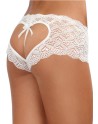 Shorty blanc de dentelle ouvert et ajouré sur les fesses forme coeur - DG1442WHT