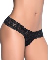 String ouvert brésilien noir en dentelle - MAL99BLK