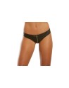 Tanga faux cuir avec zip, résille au dos - DG1423BLK