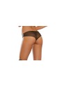 Tanga faux cuir avec zip, résille au dos - DG1423BLK