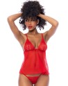 Nuisette courte rouge et string assorti - MAL7562RD