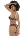 Deux-en-un, nuisette et ensemble trois pièces noir, tissu fleur exotique - MAL7496PRT