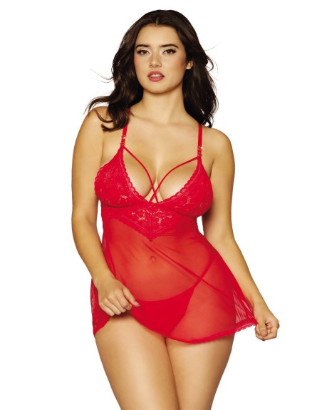 Nuisette et string rouge - DG12701RED