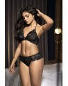 2 en 1, nuisette ou ensemble avec shorty dentelle - MAL7434BLK