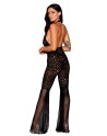 bodystocking en dentelle au crochet sans couture et résille noire - DG0468BLK