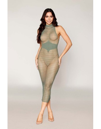 Robe bodystocking en filet dans un design géométrique sans couture - DG0489SAG