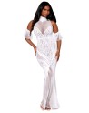 Robe bodystocking en résille et dentelle blanche - DG0490WHT