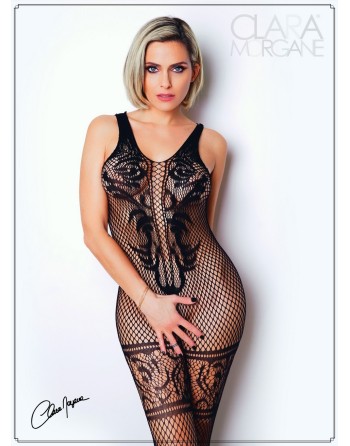 Bodystocking en fine résille noire avec laçage - Le Numéro 14 - Collection Bodystocking - CM99014