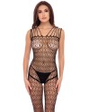 Bodystocking large maille ouvert à l'entrejambe - REN7095-BLK