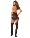 Bodystocking noir effet guêpière avec dentelle - DG0035BLK