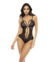 Body Paris en dentelle fantaisie noir avec bretelles réglables - MAL8856BLK