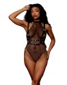 Body en résille avec Harnais simili cuir et chaines - DG13291BLK