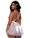 Body dentelle blanc avec tulle amovible - DG12918WHT