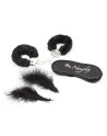 Kit coquin 4 pièces : Menottes, 2 plumes et masque - 332400006