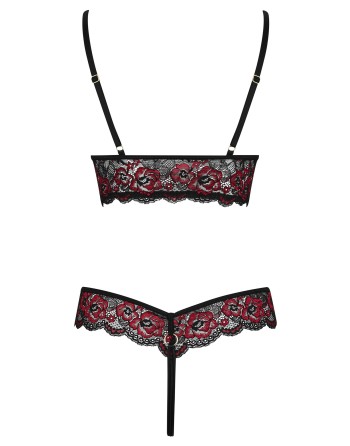 Body string en dentelle florale bicolore et résille - R2642859