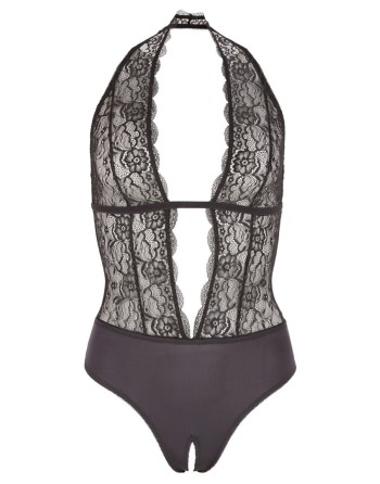 Body en dentelle noire, ouvert à l'entrejambe - R2641399