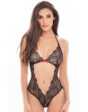 Bodystring en dentelle noire ouvert à l'entrejambe - REN50021-BLK