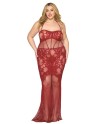 Nuisette longue grande taille en résille rouge - DG0487XRED